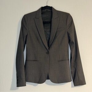 Theory Blazer Women's Size 2 Gray Jacket Suit Stretch Virgin Wool Made in USA